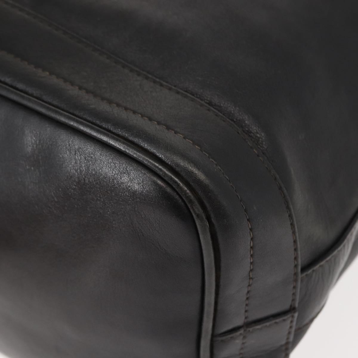 GUCCI Shoulder Bag Leather Black Gold Auth 121343