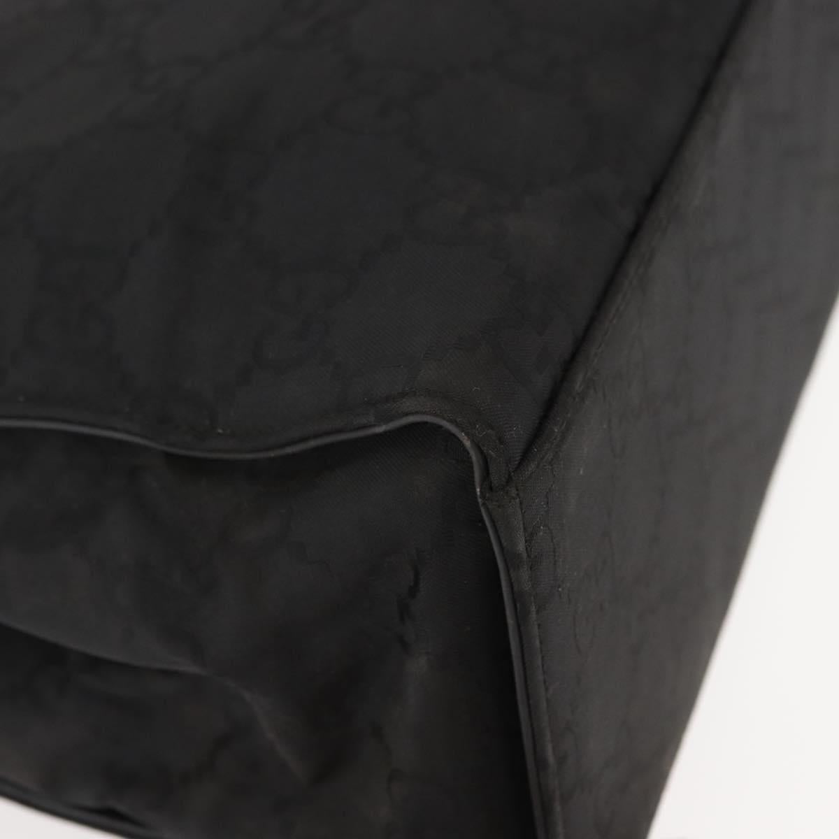 GUCCI GG Canvas Bamboo Hand Bag Nylon Black Silver 0021010 Auth 121344