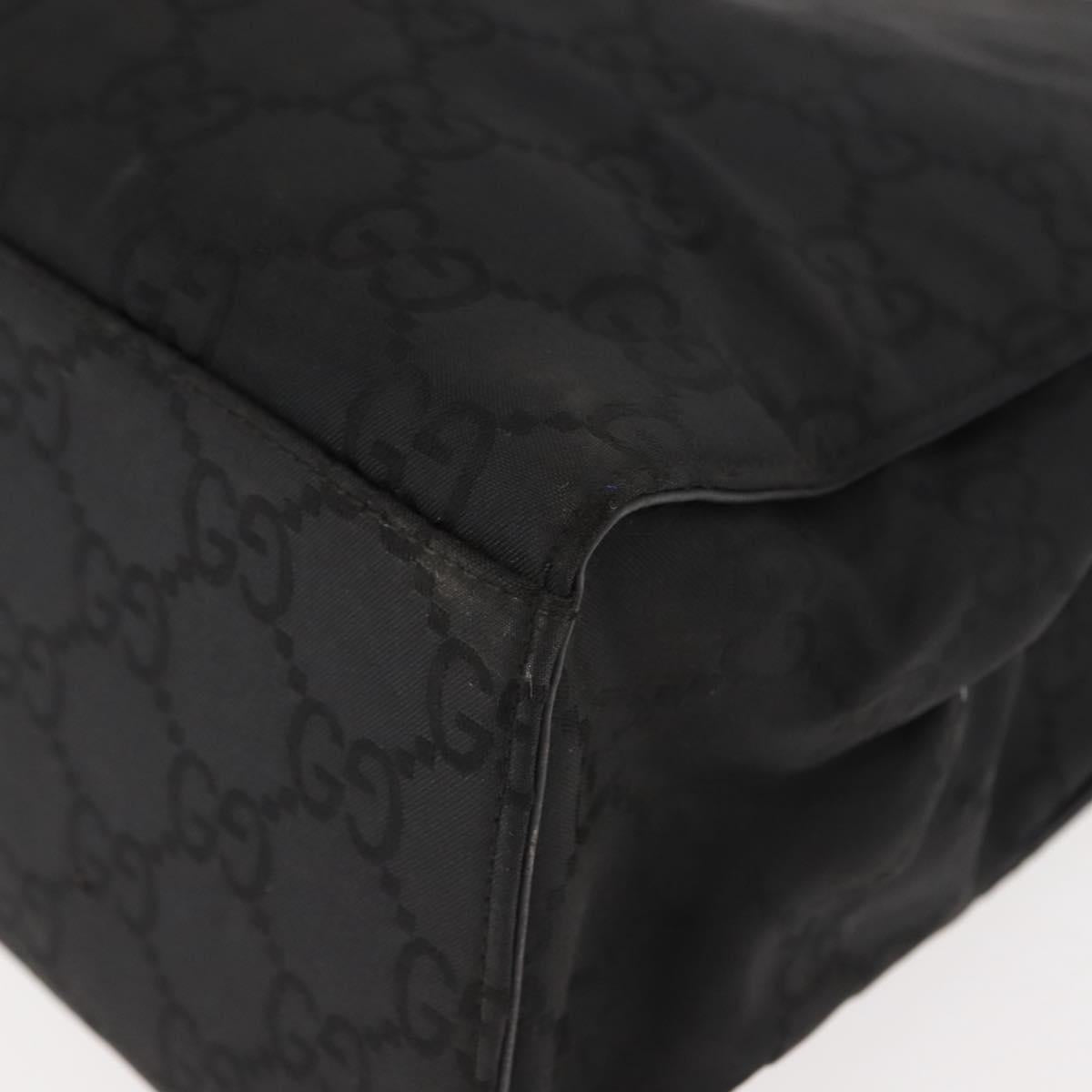 GUCCI GG Canvas Bamboo Hand Bag Nylon Black Silver 0021010 Auth 121344