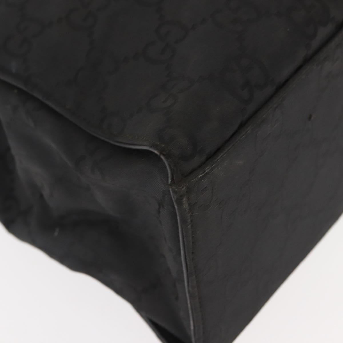 GUCCI GG Canvas Bamboo Hand Bag Nylon Black Silver 0021010 Auth 121344