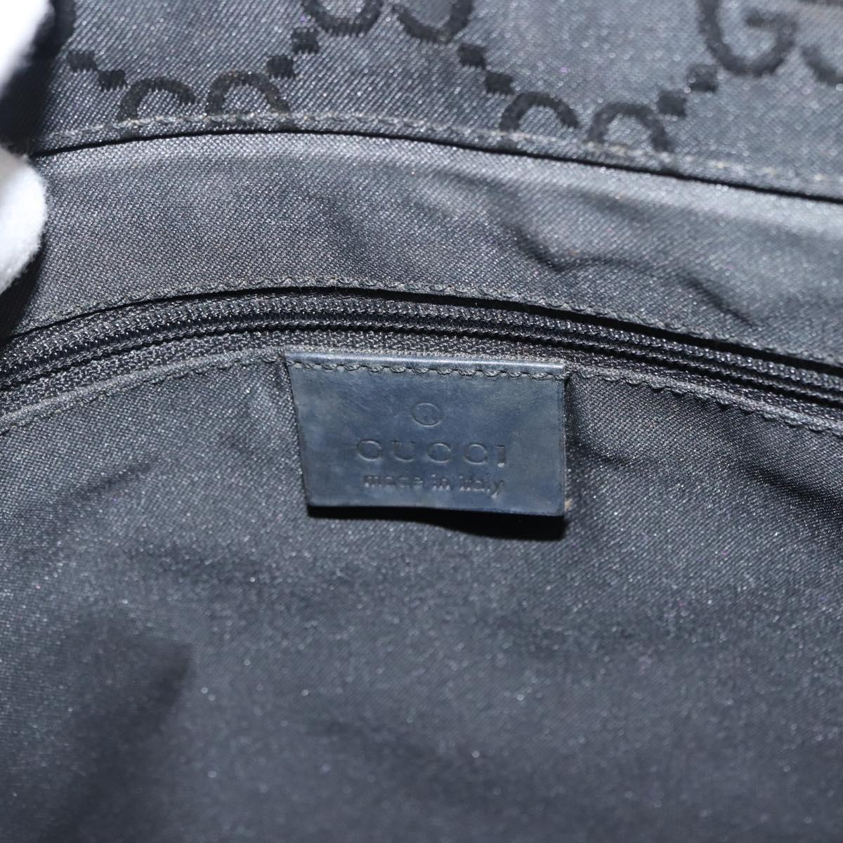 GUCCI GG Canvas Bamboo Hand Bag Nylon Black Silver 0021010 Auth 121344