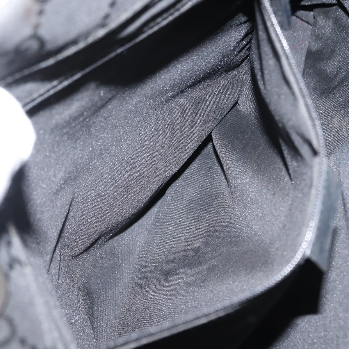 GUCCI GG Canvas Bamboo Hand Bag Nylon Black Silver 0021010 Auth 121344