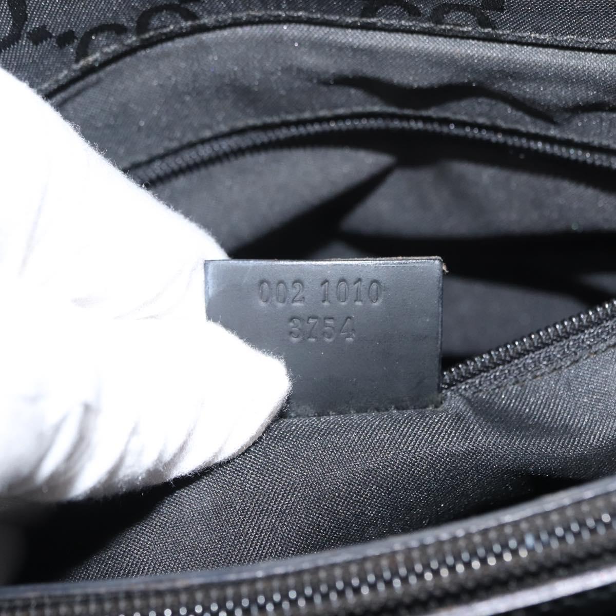 GUCCI GG Canvas Bamboo Hand Bag Nylon Black Silver 0021010 Auth 121344