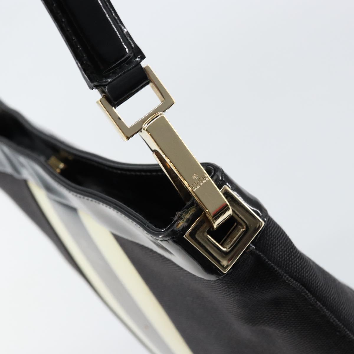 GUCCI Shoulder Bag Enamel Canvas Black Gold 001 4231 Auth 121347