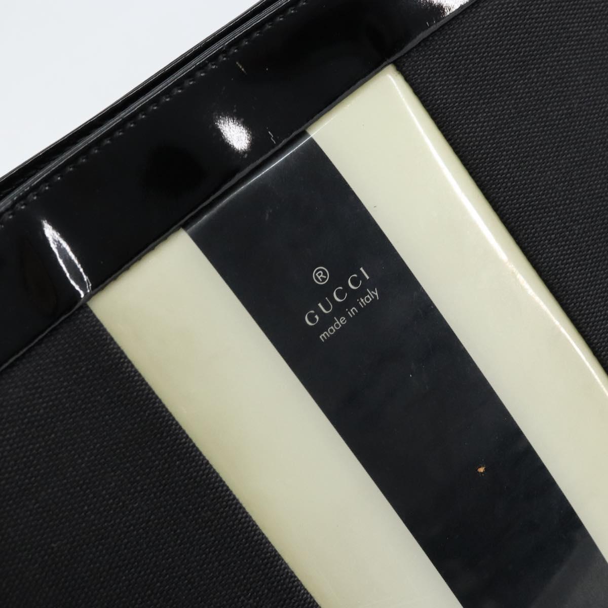 GUCCI Shoulder Bag Enamel Canvas Black Gold 001 4231 Auth 121347