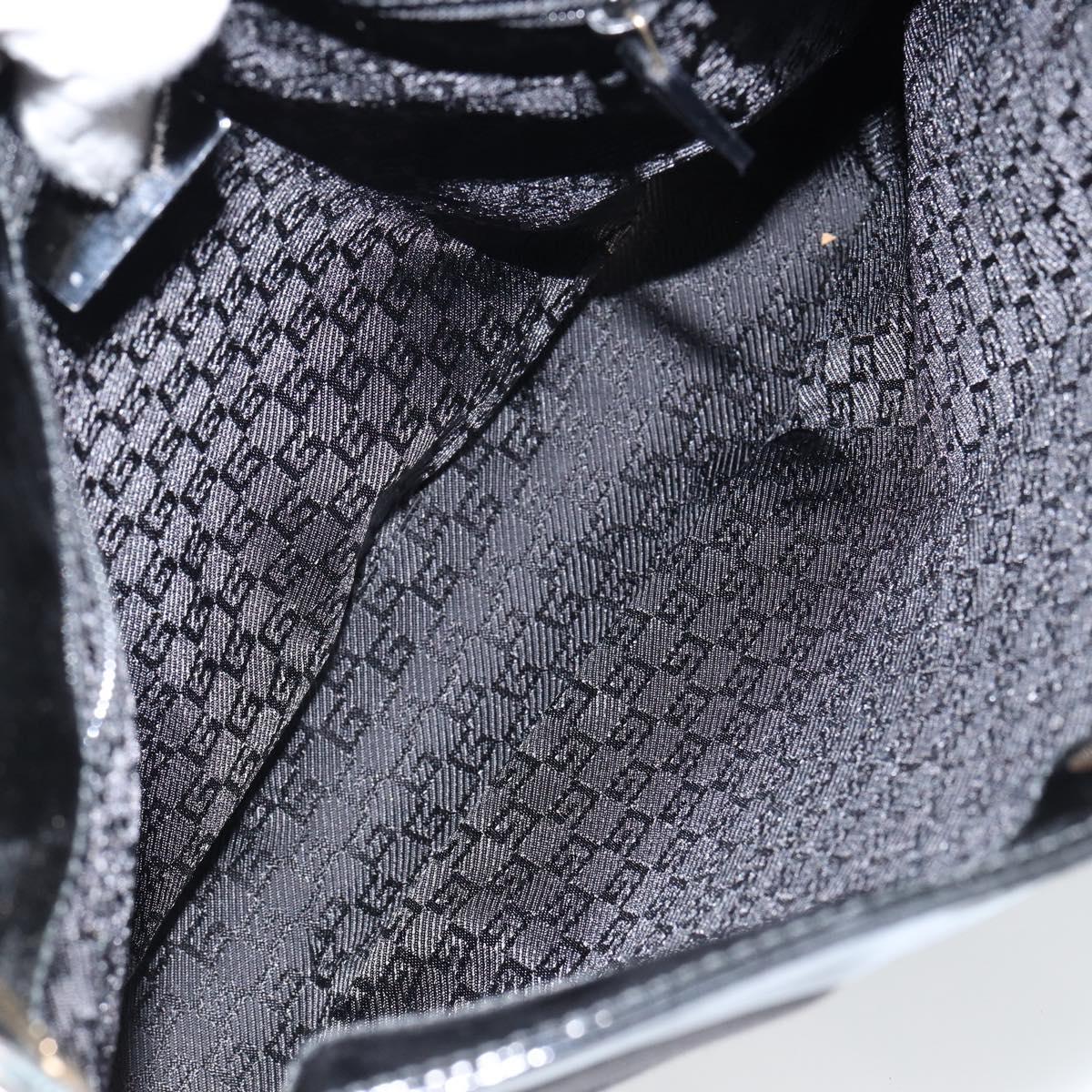 GUCCI Shoulder Bag Enamel Canvas Black Gold 001 4231 Auth 121347