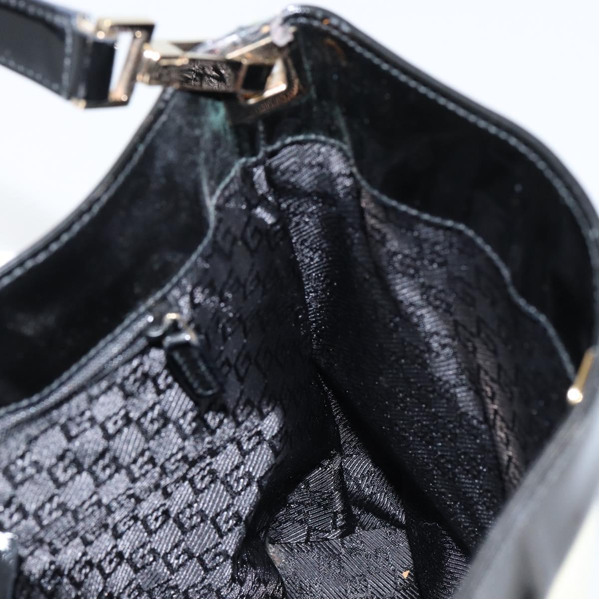 GUCCI Shoulder Bag Enamel Canvas Black Gold 001 4231 Auth 121347