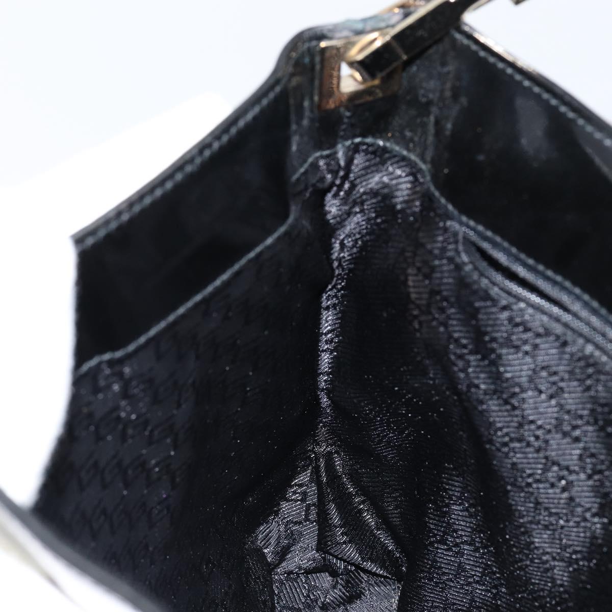 GUCCI Shoulder Bag Enamel Canvas Black Gold 001 4231 Auth 121347