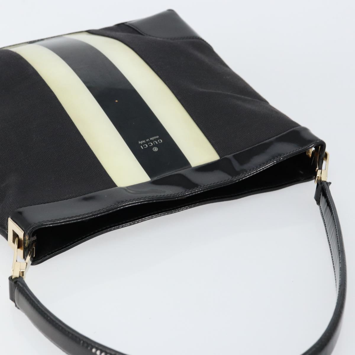 GUCCI Shoulder Bag Enamel Canvas Black Gold 001 4231 Auth 121347