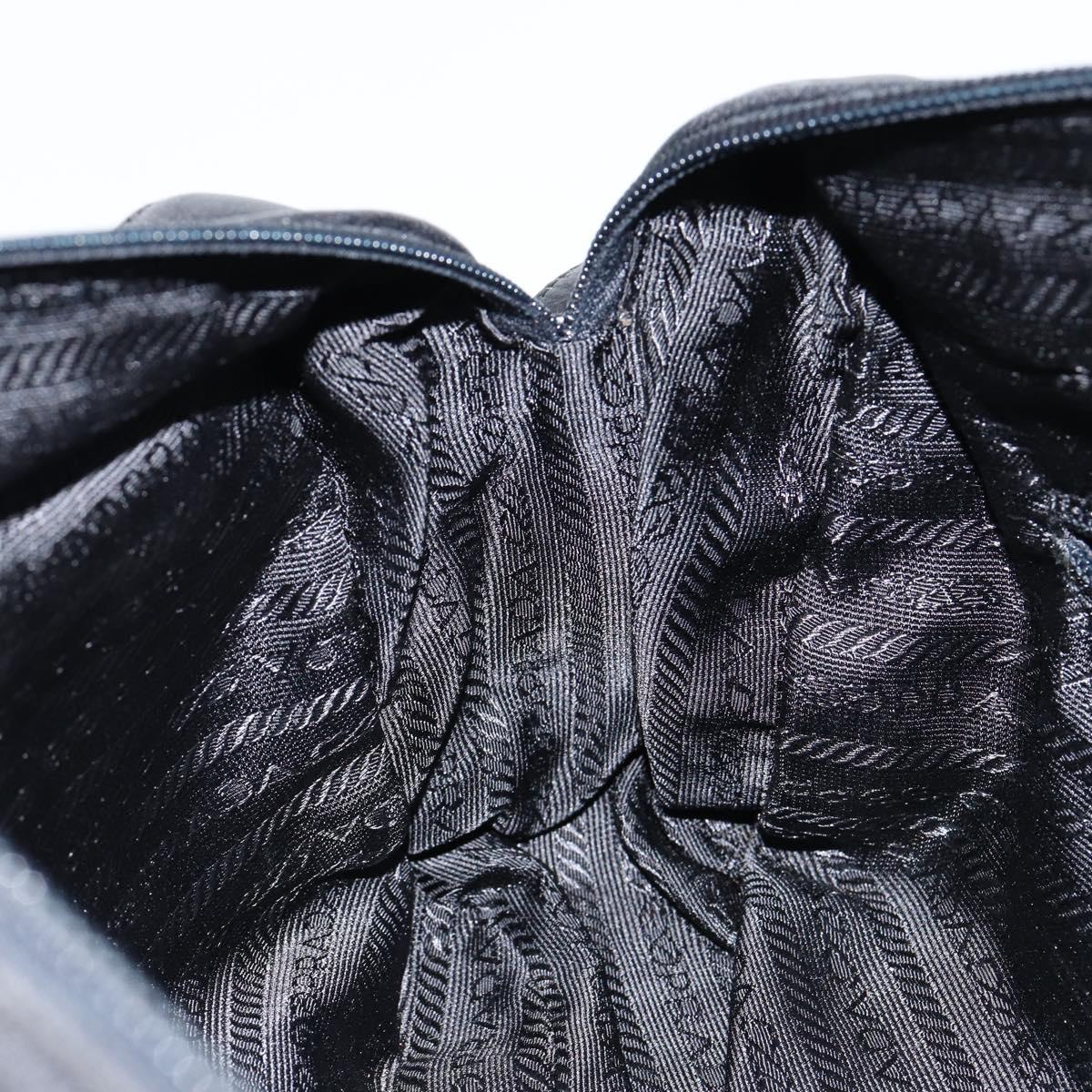 PRADA Shoulder Bag Nylon Leather Black Silver Auth 121352