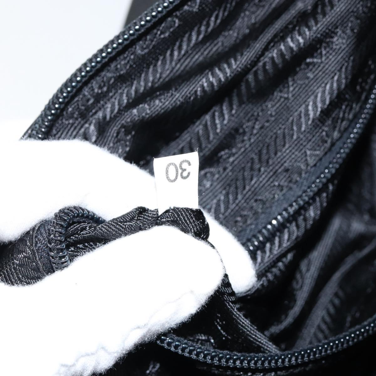 PRADA Shoulder Bag Nylon Leather Black Silver Auth 121352