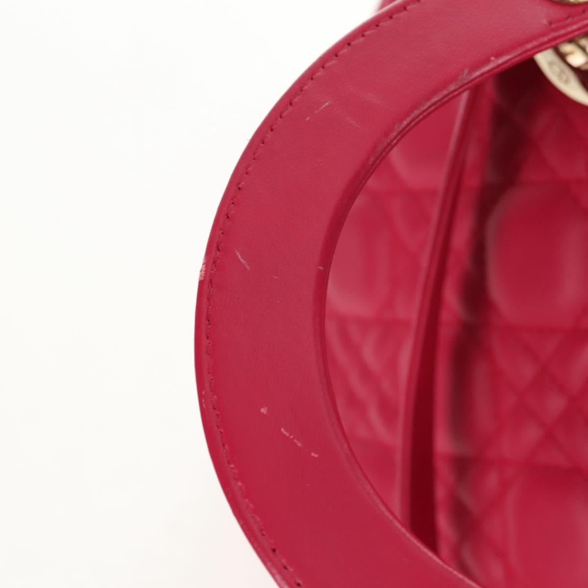 Christian Dior Canage Lady Dior Hand Bag Lamb Skin 2way Pink Gold Auth 121358V