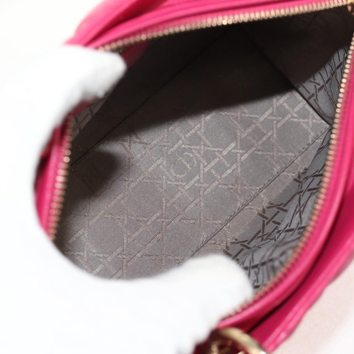 Christian Dior Canage Lady Dior Hand Bag Lamb Skin 2way Pink Gold Auth 121358V