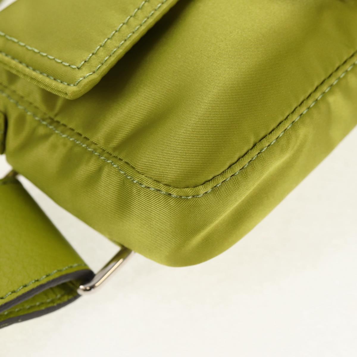 FENDI POTER Shoulder Bag Nylon 2way Green Silver Auth 121360M