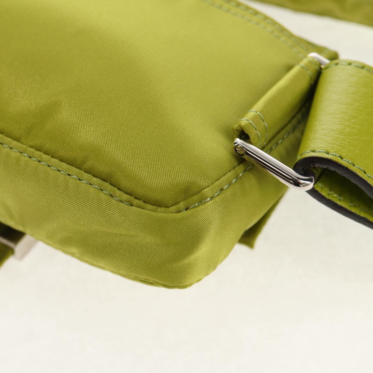 FENDI POTER Shoulder Bag Nylon 2way Green Silver Auth 121360M