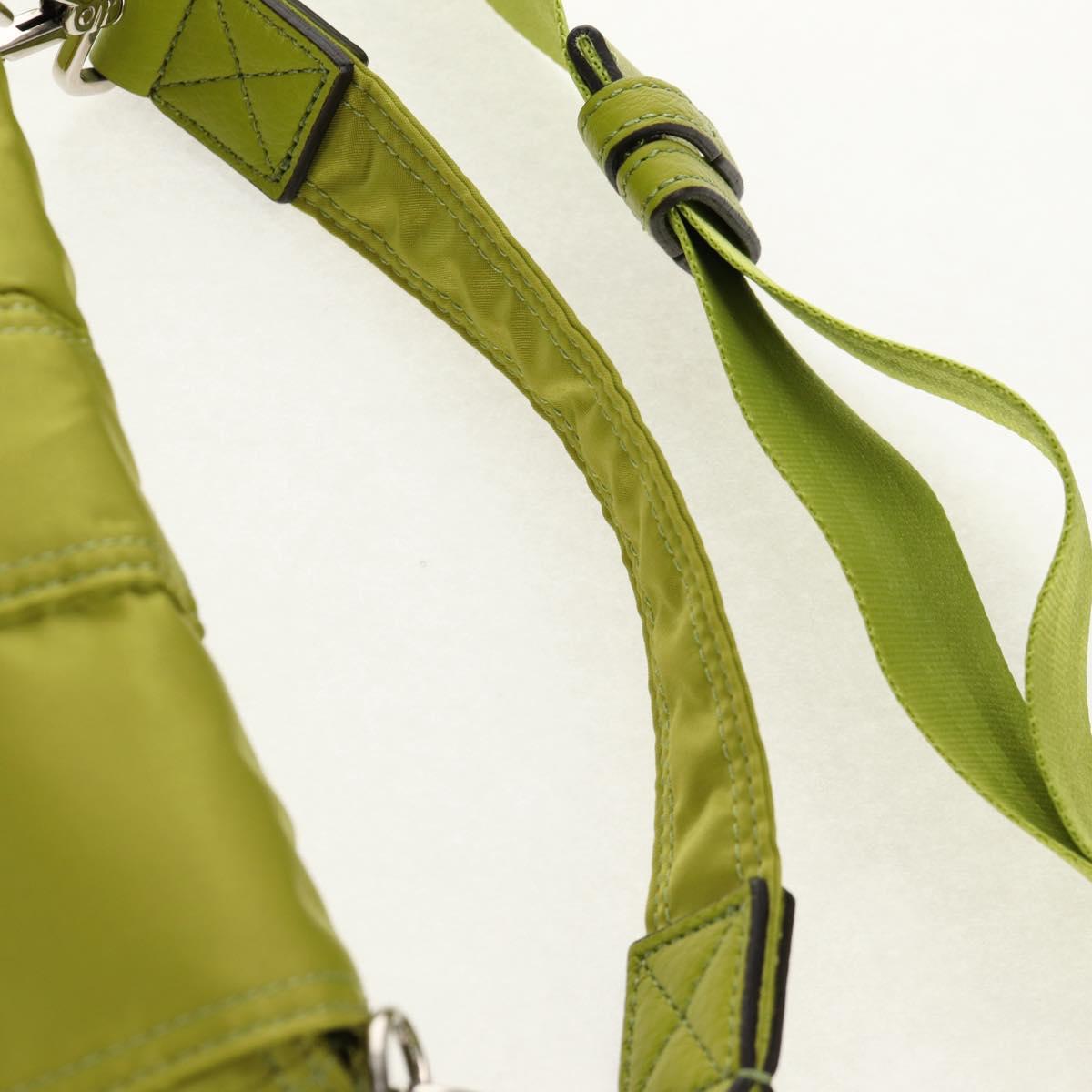 FENDI POTER Shoulder Bag Nylon 2way Green Silver Auth 121360M