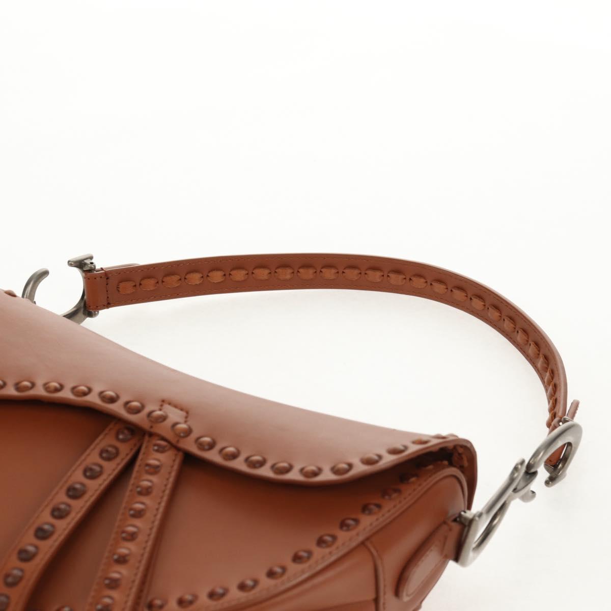 Christian Dior Saddle bag Shoulder Bag Leather Beige Auth 121361M