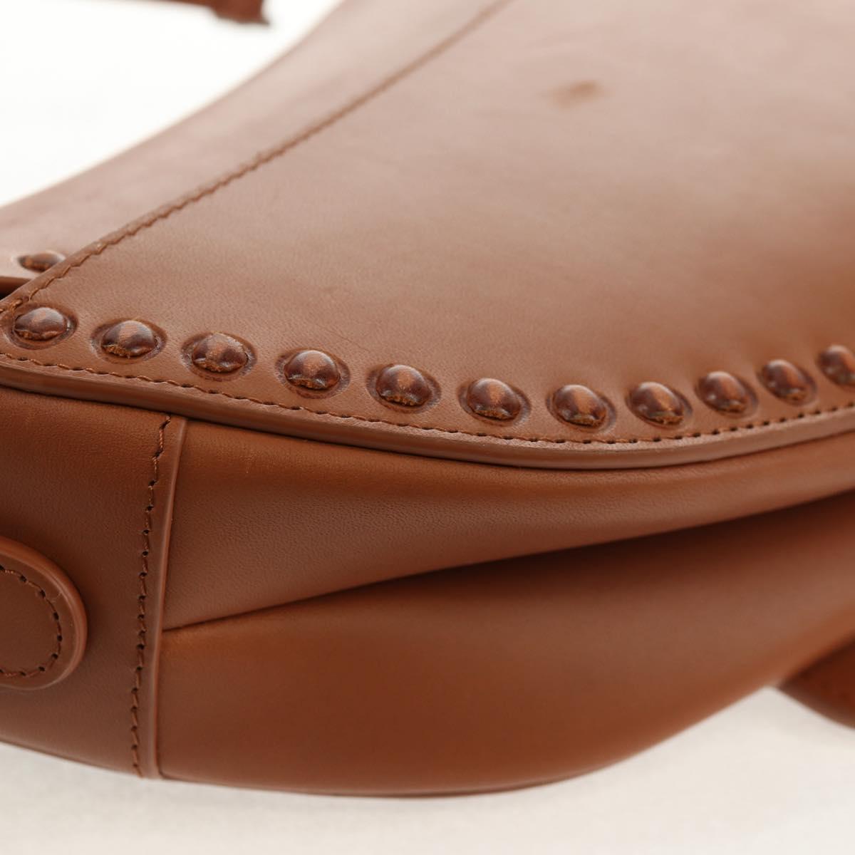 Christian Dior Saddle bag Shoulder Bag Leather Beige Auth 121361M