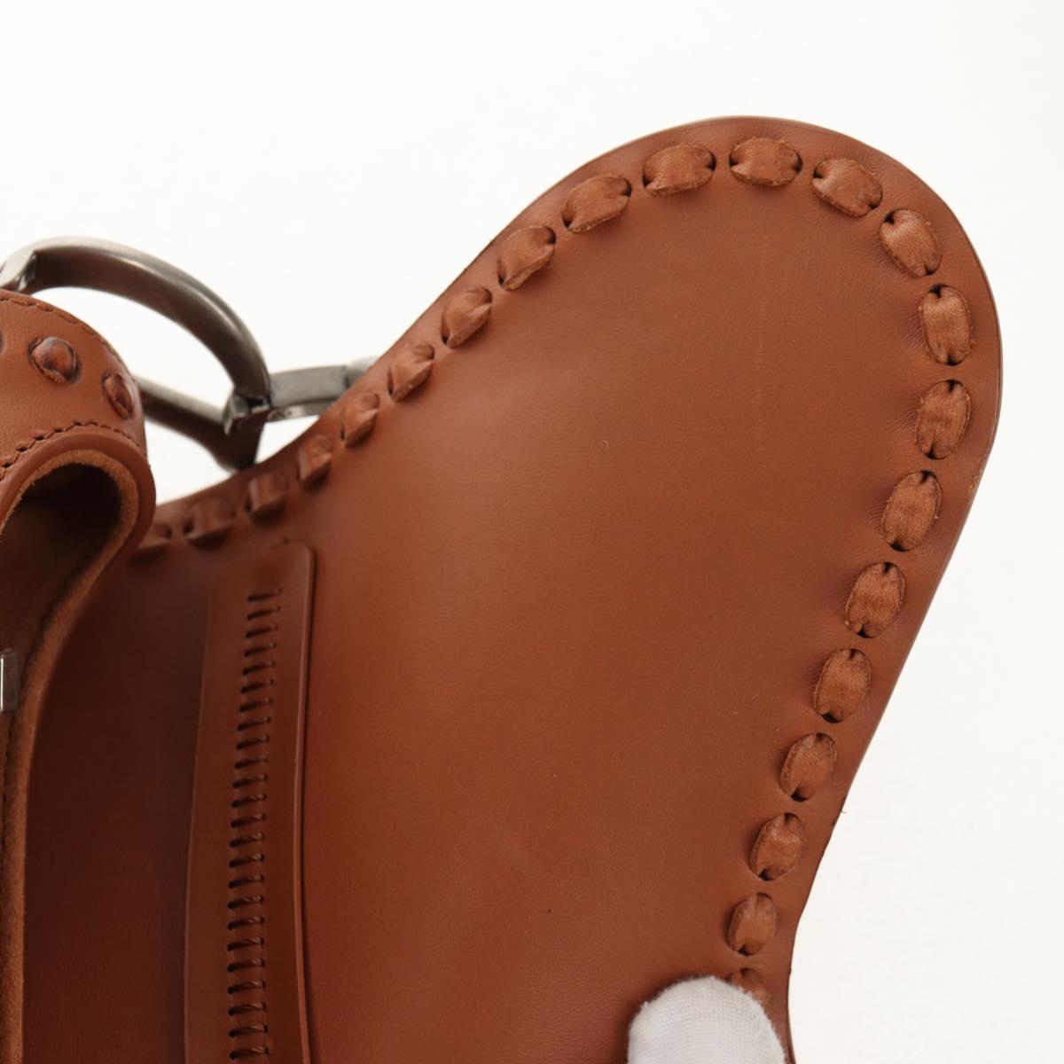 Christian Dior Saddle bag Shoulder Bag Leather Beige Auth 121361M