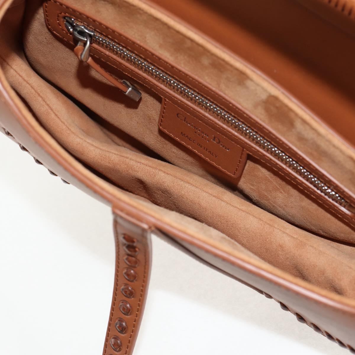 Christian Dior Saddle bag Shoulder Bag Leather Beige Auth 121361M