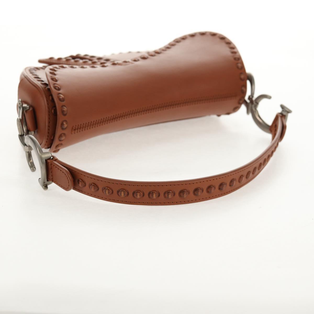 Christian Dior Saddle bag Shoulder Bag Leather Beige Auth 121361M