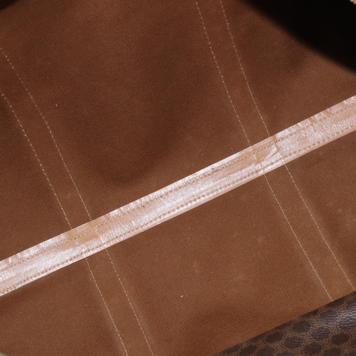 CELINE Macadam Canvas Boston Bag PVC Leather Brown Gold Auth 121362