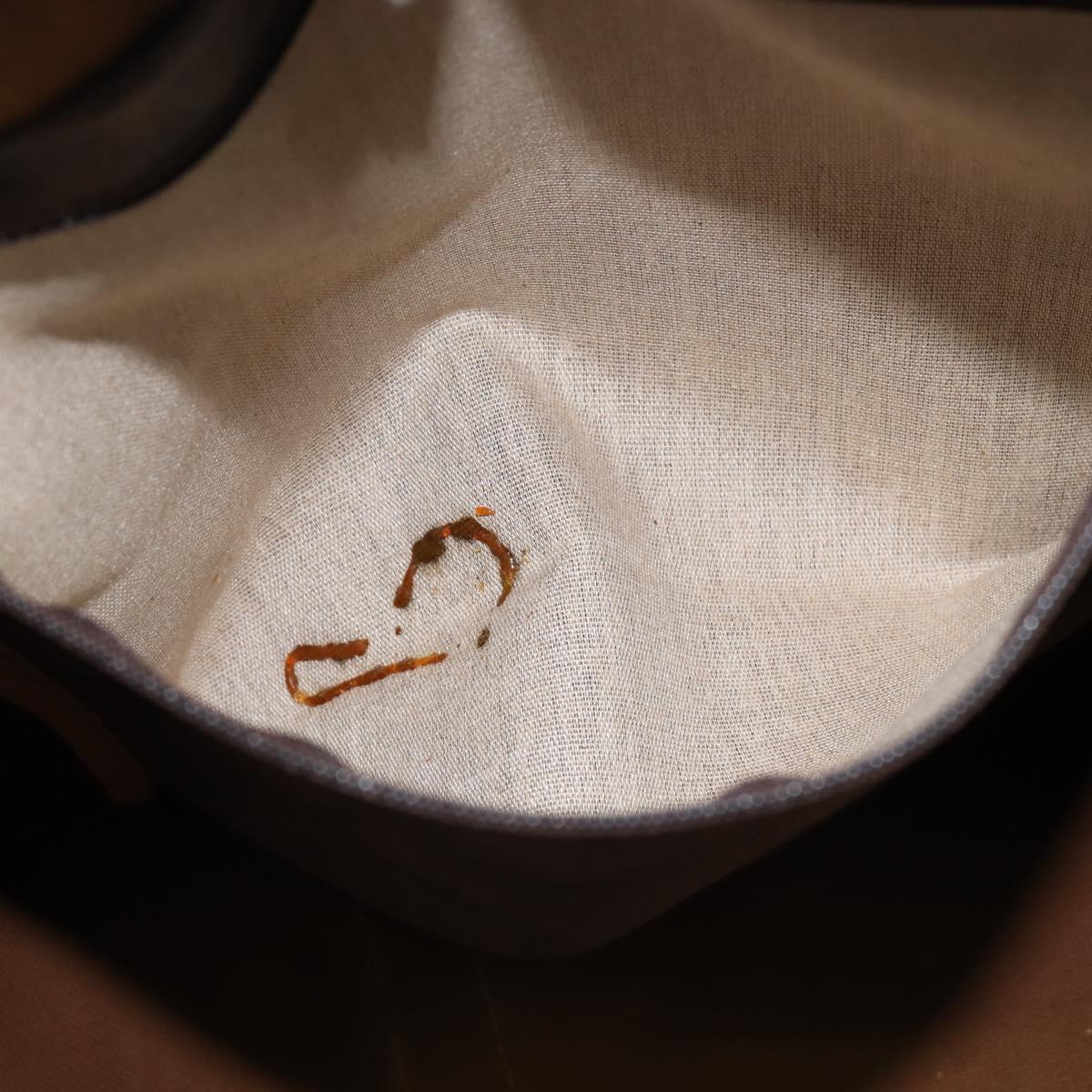 CELINE Macadam Canvas Boston Bag PVC Leather Brown Gold Auth 121362