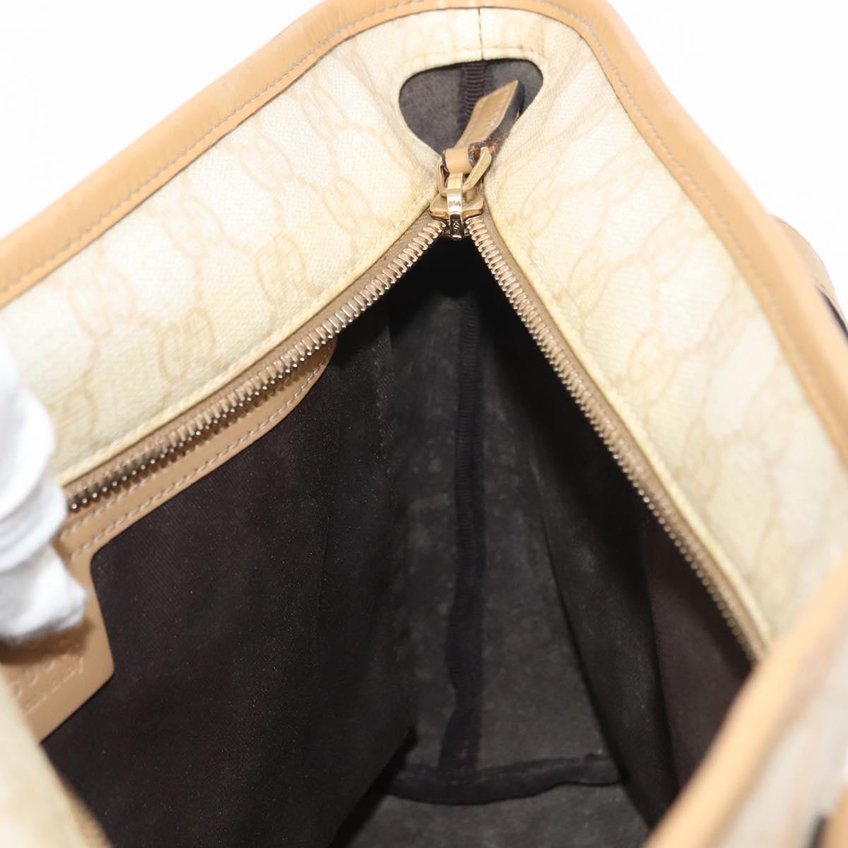GUCCI GG Supreme Shoulder Bag PVC Beige Gold 211133 Auth 121363