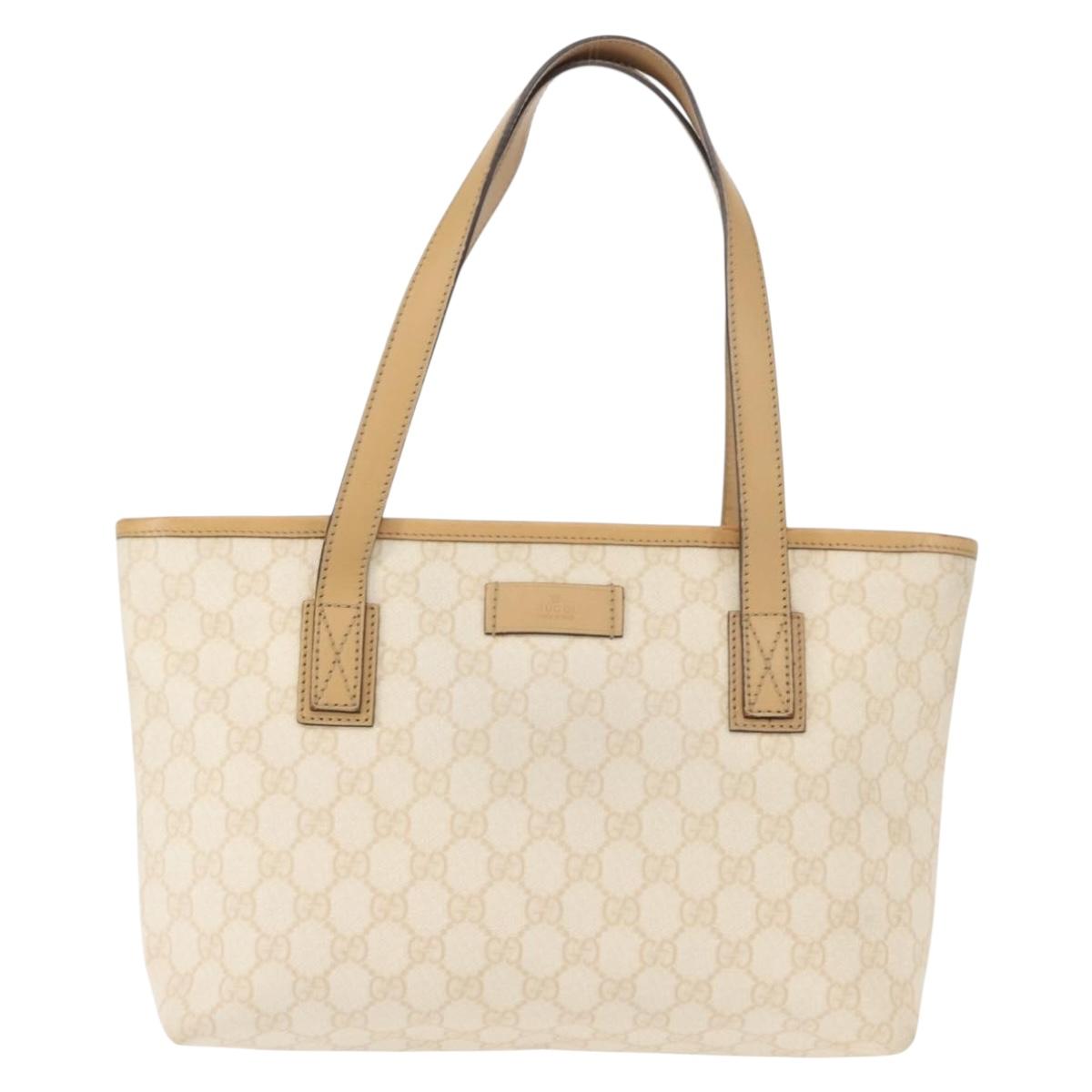 GUCCI GG Supreme Shoulder Bag PVC Beige Gold 211133 Auth 121363