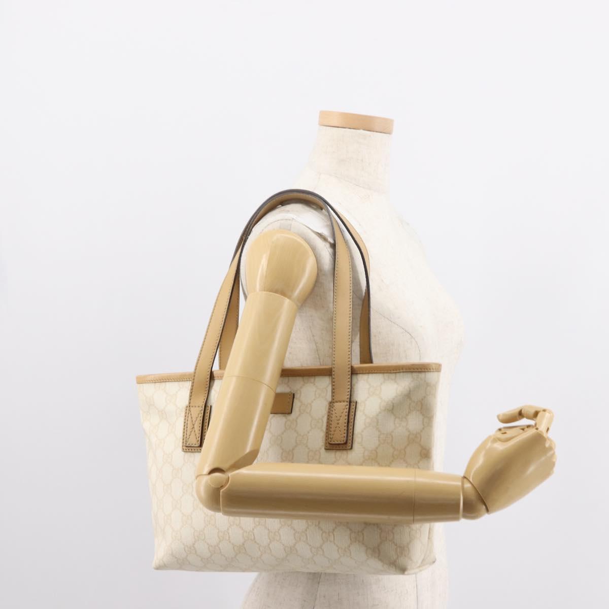 GUCCI GG Supreme Shoulder Bag PVC Beige Gold 211133 Auth 121363