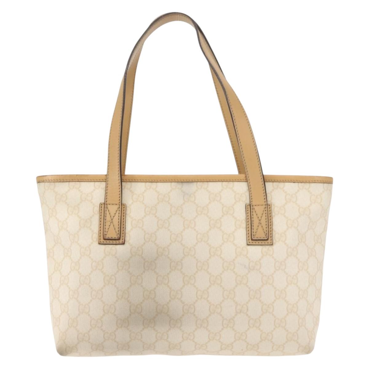 GUCCI GG Supreme Shoulder Bag PVC Beige Gold 211133 Auth 121363