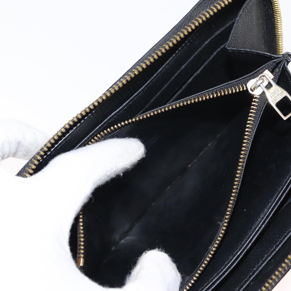 LOUIS VUITTON Monogram Empreinte Zippy Wallet Wallet Black M61864 LV Auth 121364