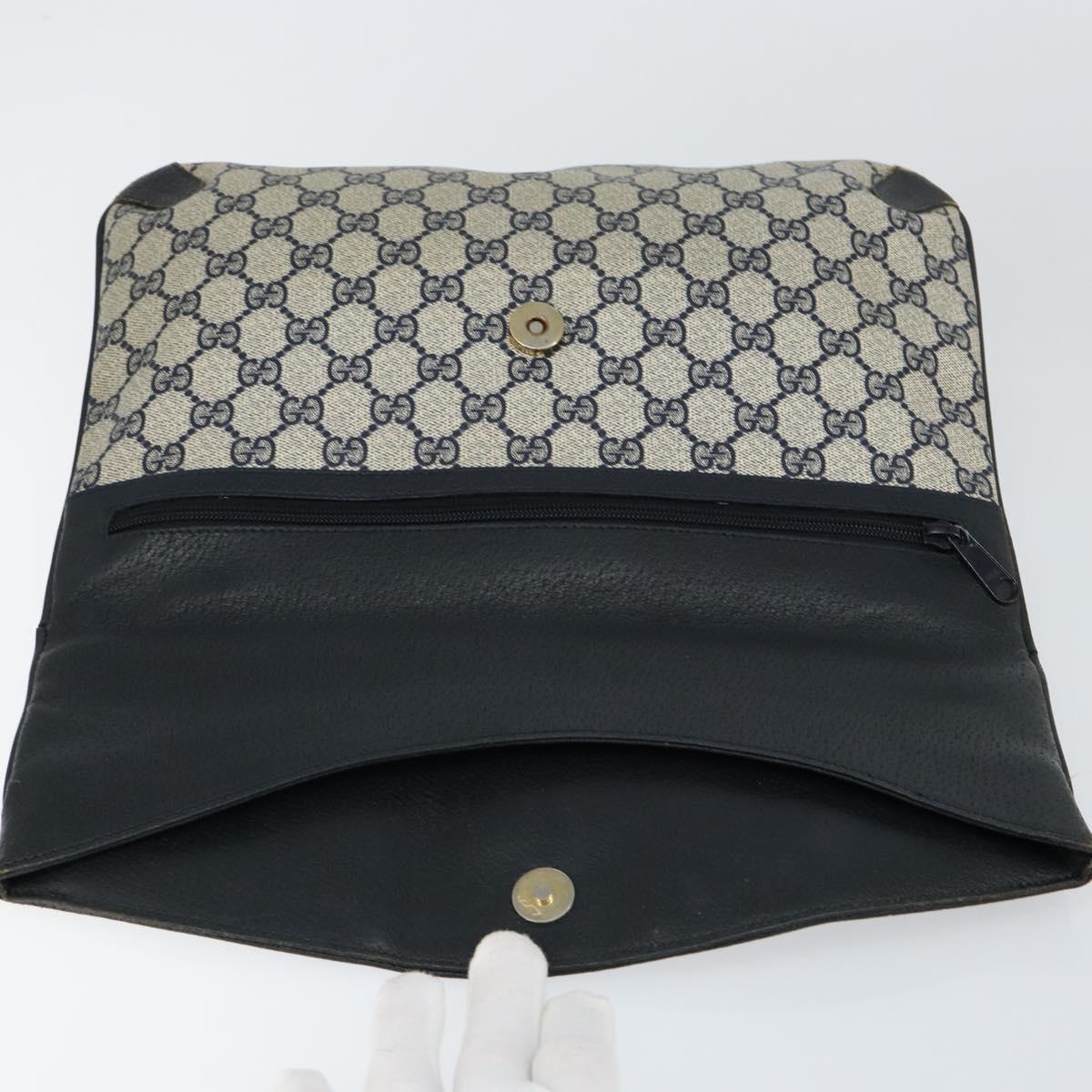 GUCCI GG Supreme Clutch Bag PVC Navy 89 02 075 Auth 121367