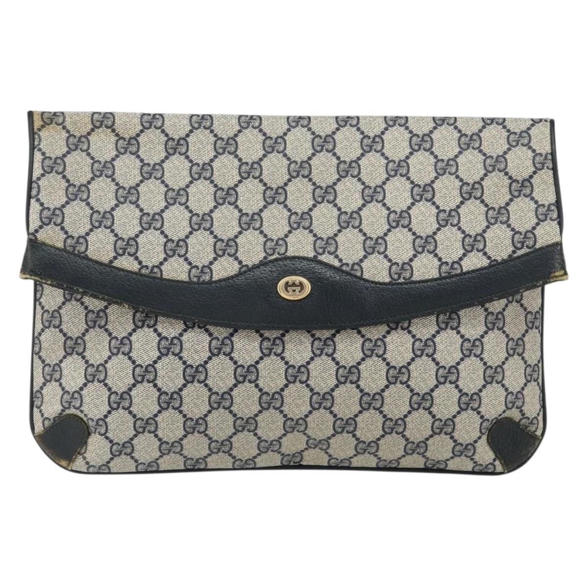 GUCCI GG Supreme Clutch Bag PVC Navy 89 02 075 Auth 121367