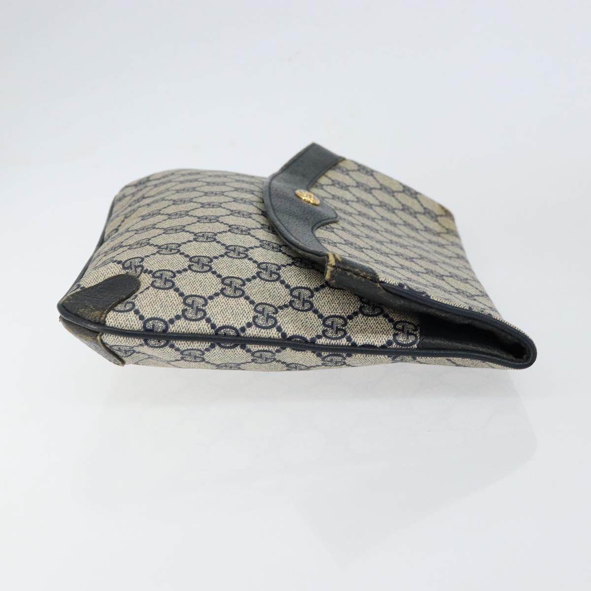 GUCCI GG Supreme Clutch Bag PVC Navy 89 02 075 Auth 121367