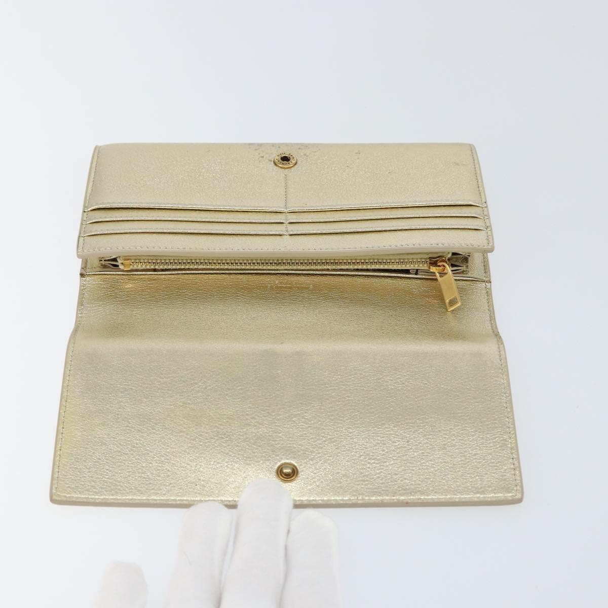 SAINT LAURENT Long Wallet Leather Gold Tone Auth 121369