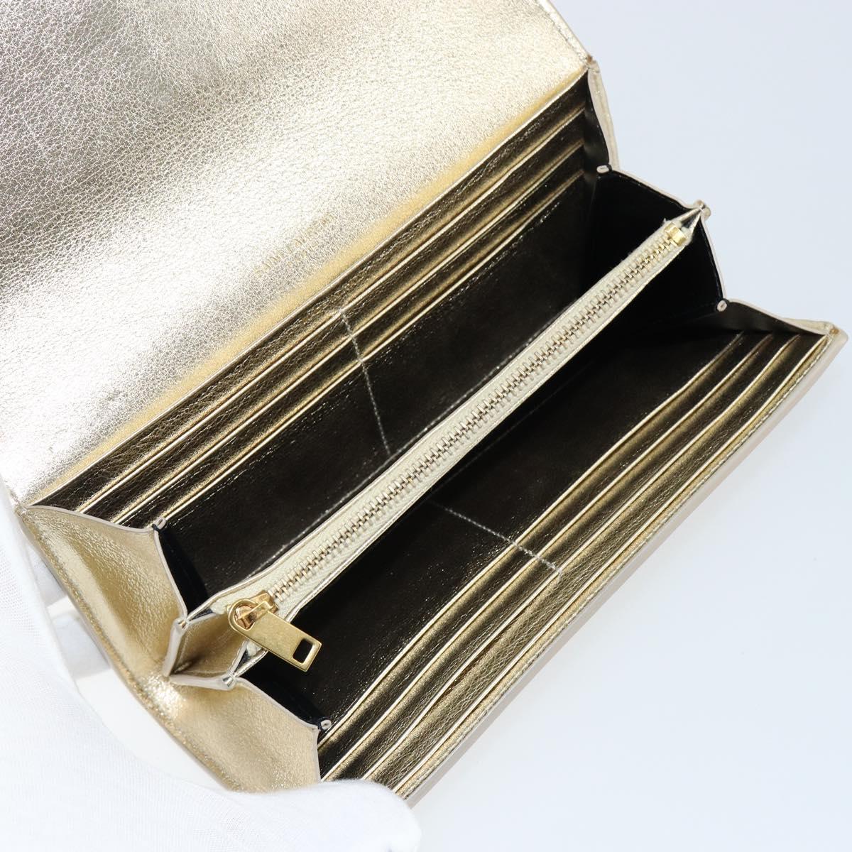SAINT LAURENT Long Wallet Leather Gold Tone Auth 121369