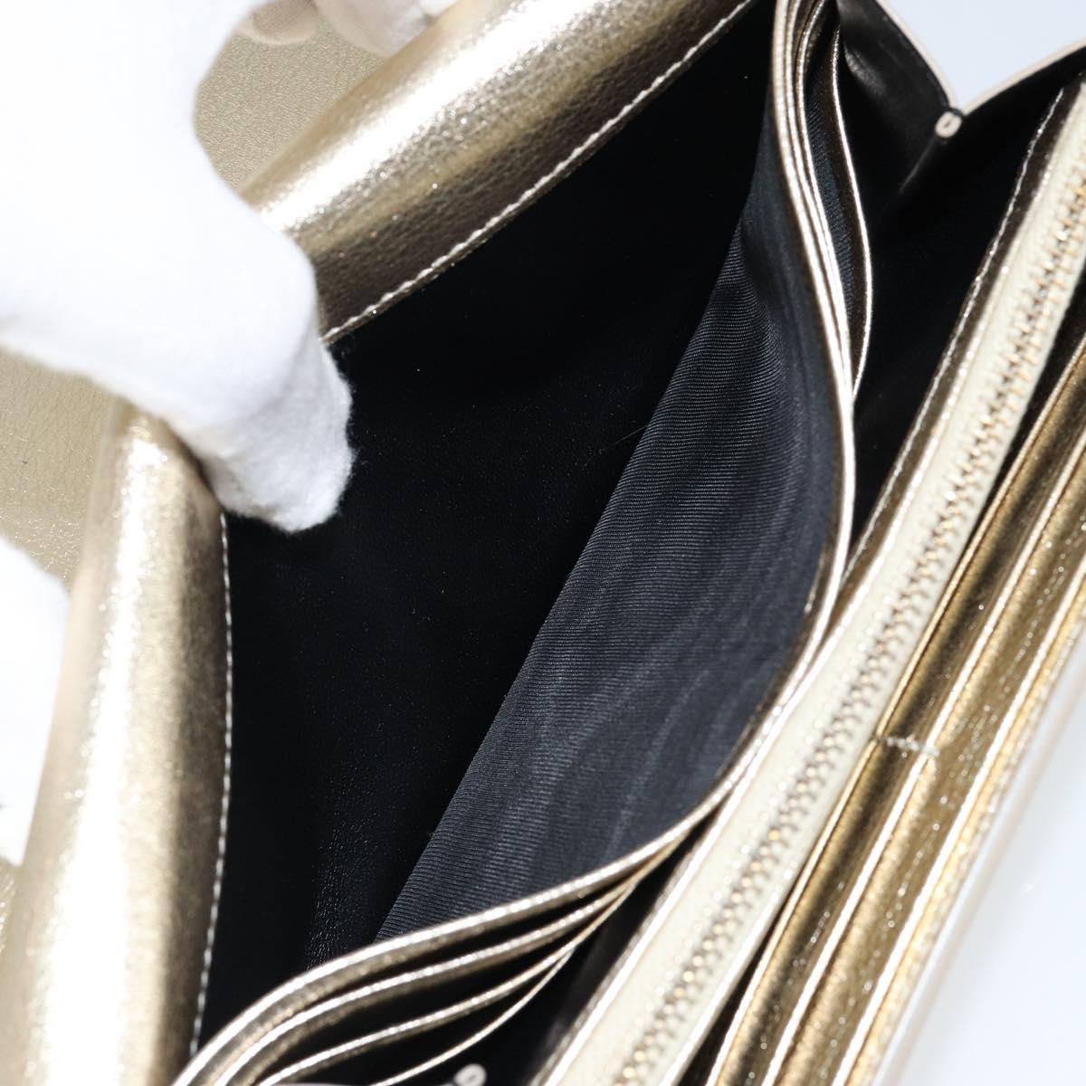 SAINT LAURENT Long Wallet Leather Gold Tone Auth 121369