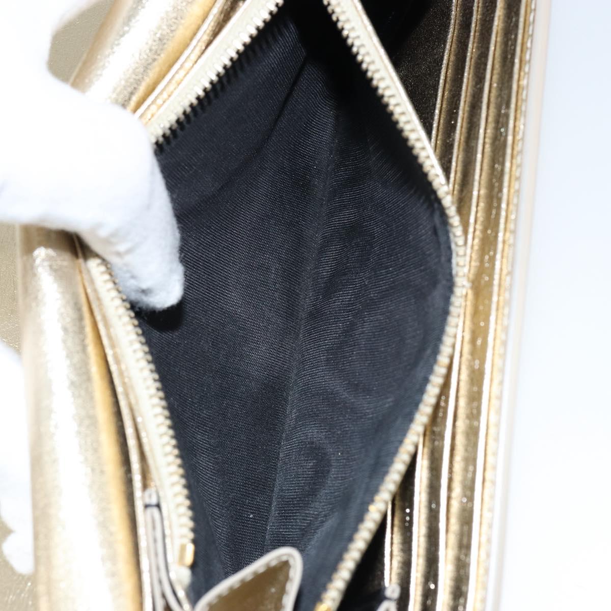 SAINT LAURENT Long Wallet Leather Gold Tone Auth 121369