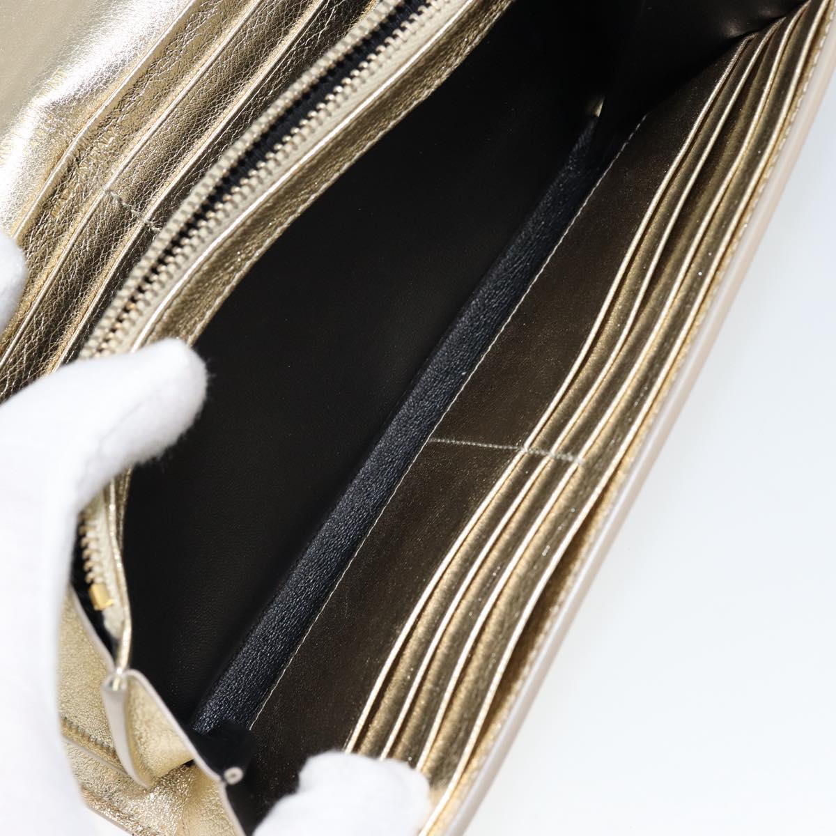SAINT LAURENT Long Wallet Leather Gold Tone Auth 121369