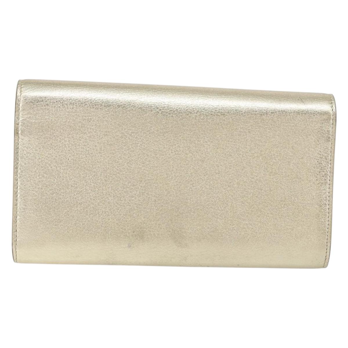 SAINT LAURENT Long Wallet Leather Gold Tone Auth 121369