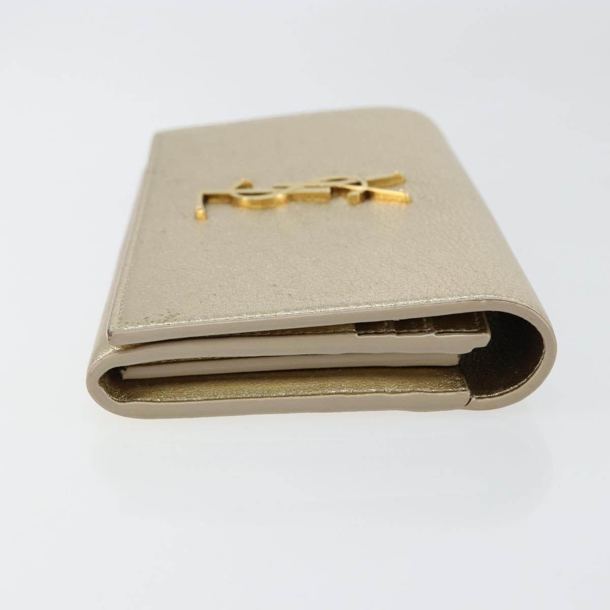 SAINT LAURENT Long Wallet Leather Gold Tone Auth 121369