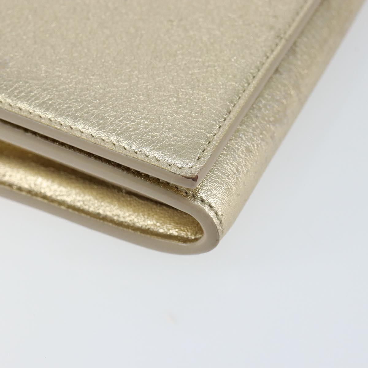 SAINT LAURENT Long Wallet Leather Gold Tone Auth 121369