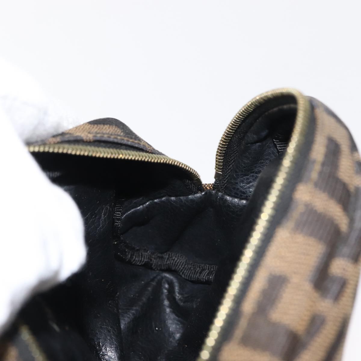 FENDI Zucca Canvas Pouch Black Brown Auth 121373