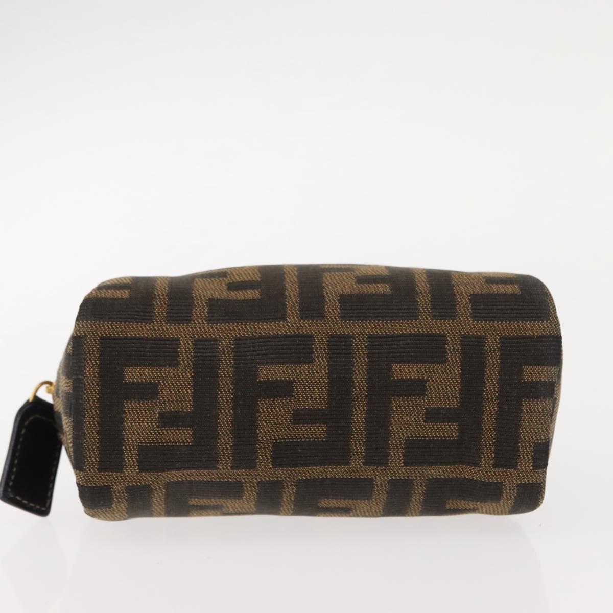 FENDI Zucca Canvas Pouch Black Brown Auth 121373