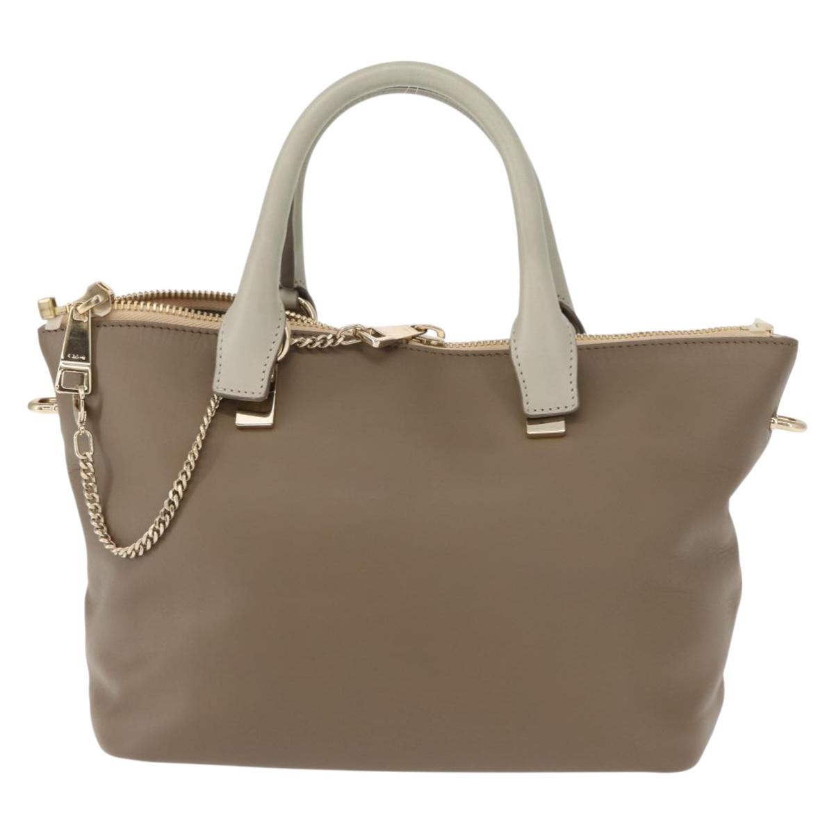 Chloe Bailey Hand Bag Leather 2way Gray Light Blue Auth 121377