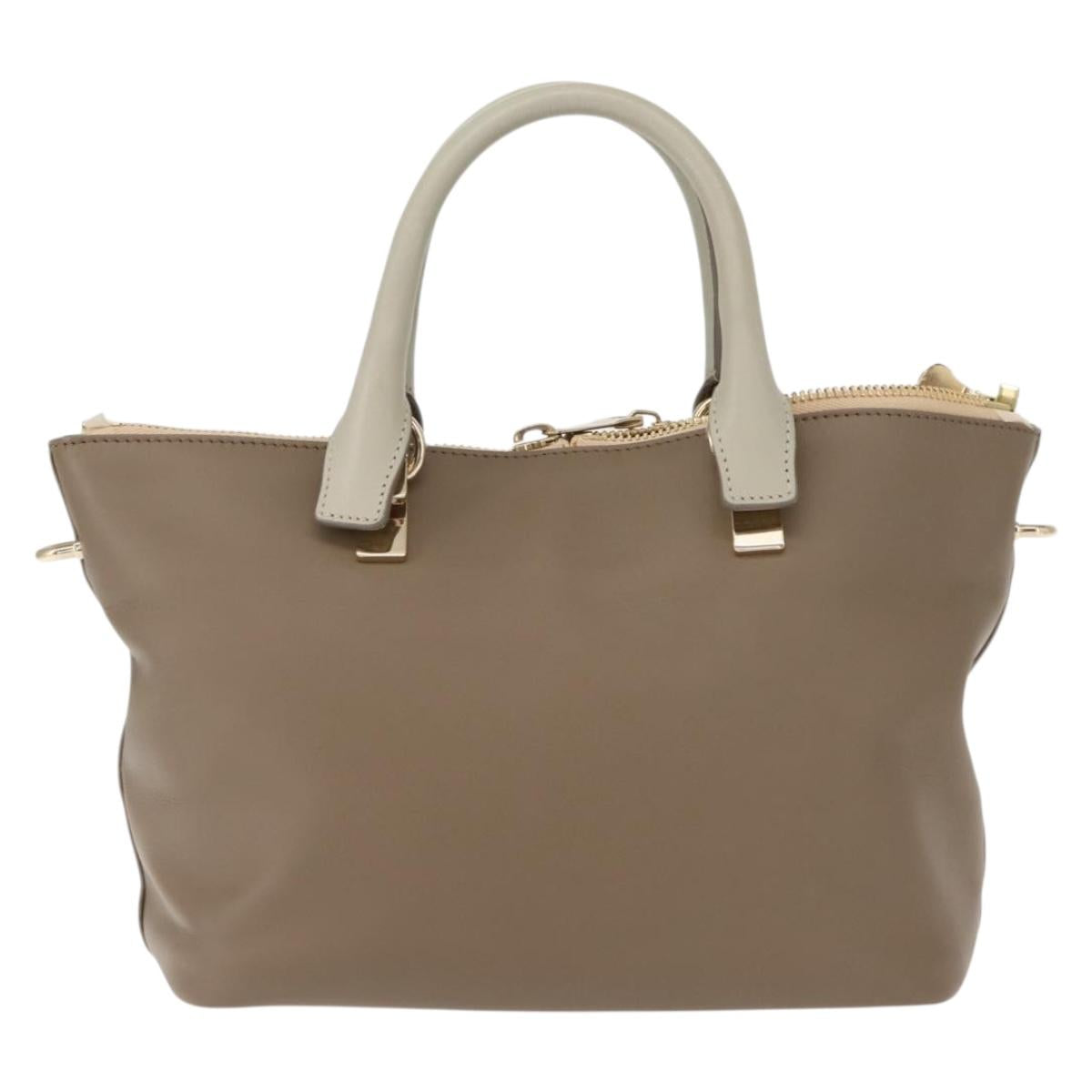 Chloe Bailey Hand Bag Leather 2way Gray Light Blue Auth 121377