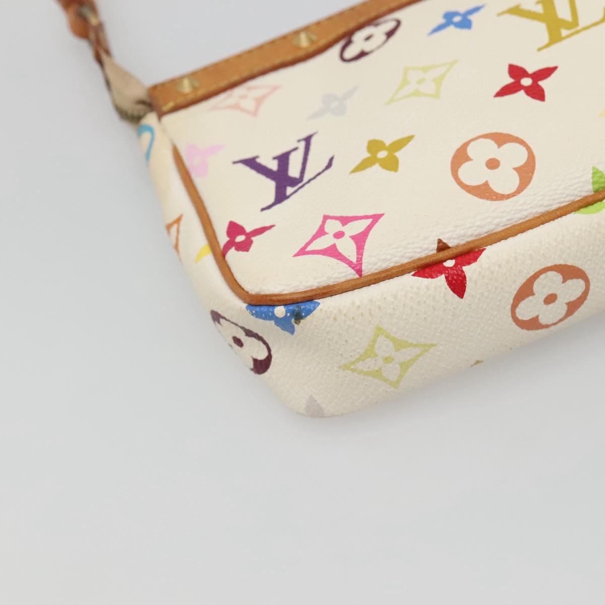 LOUIS VUITTON Multicolor Pochette Accessoires Pouch White M92649 Auth 121405