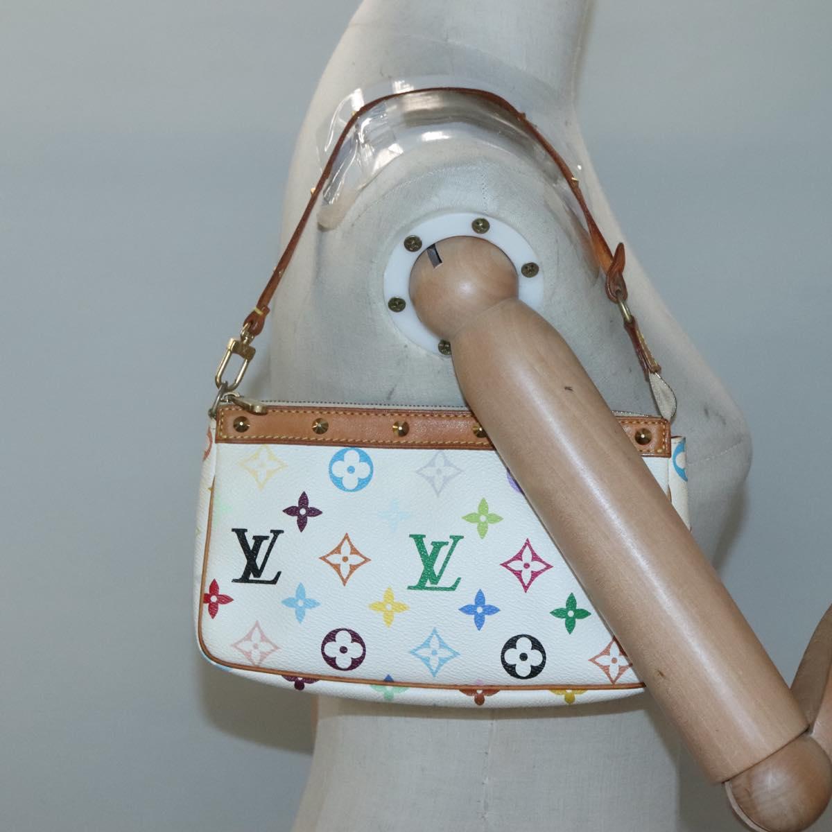 LOUIS VUITTON Multicolor Pochette Accessoires Pouch White M92649 Auth 121405