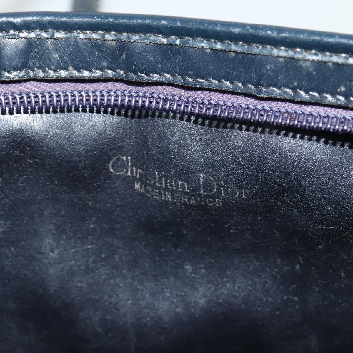 Christian Dior Trotter Canvas Shoulder Bag Navy Gold Auth 121410